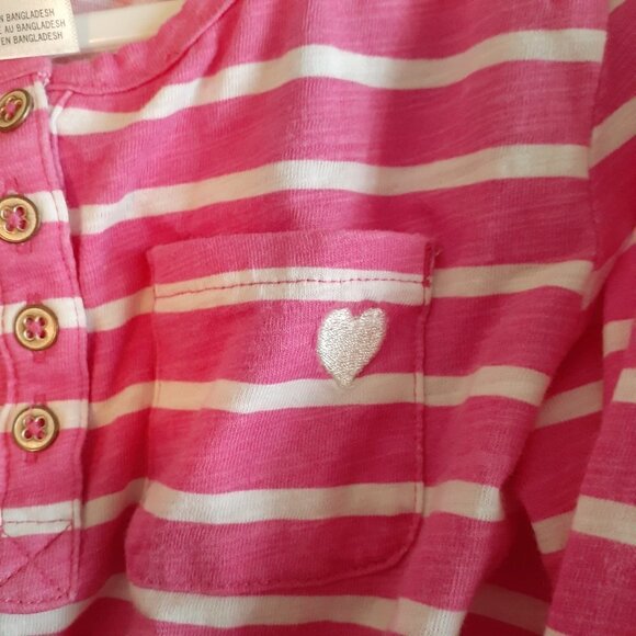 OshKosh B'gosh Girls Size 8 Pink and White Stripe Cotton Dress - Picture 5 of 6